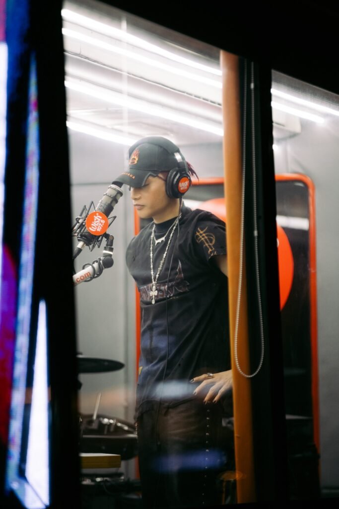 FELIP wearing a Balenciaga Burning Unity cap while performing live on the Wish Bus